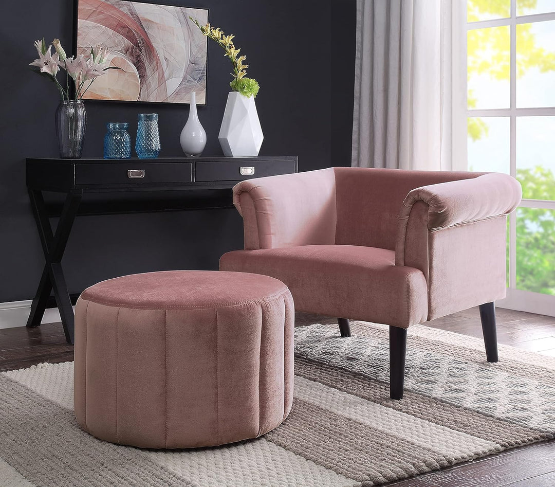 Atlantic Home Collection Sessel CHARLIE, Samt, Armlehnenstuhl mit Massivholzfüssen, Rosa, 74 x 86x 7