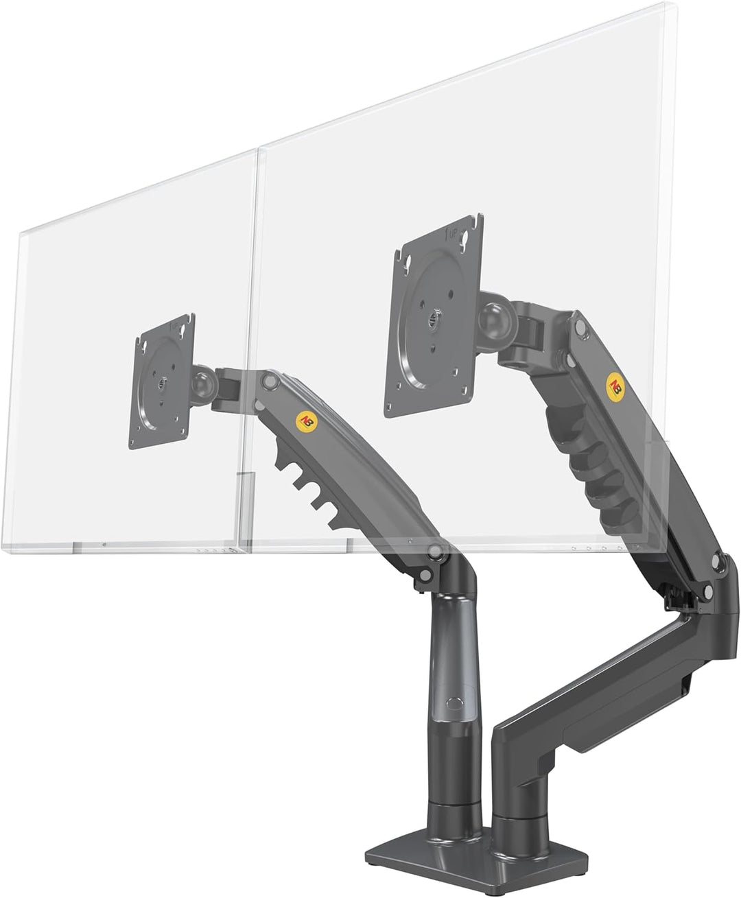 Ergosolid Desktop-Halterung für 2 PC-Bildschirme (17-27 Zoll), verstellbar in Mehreren Achsen, Drehg