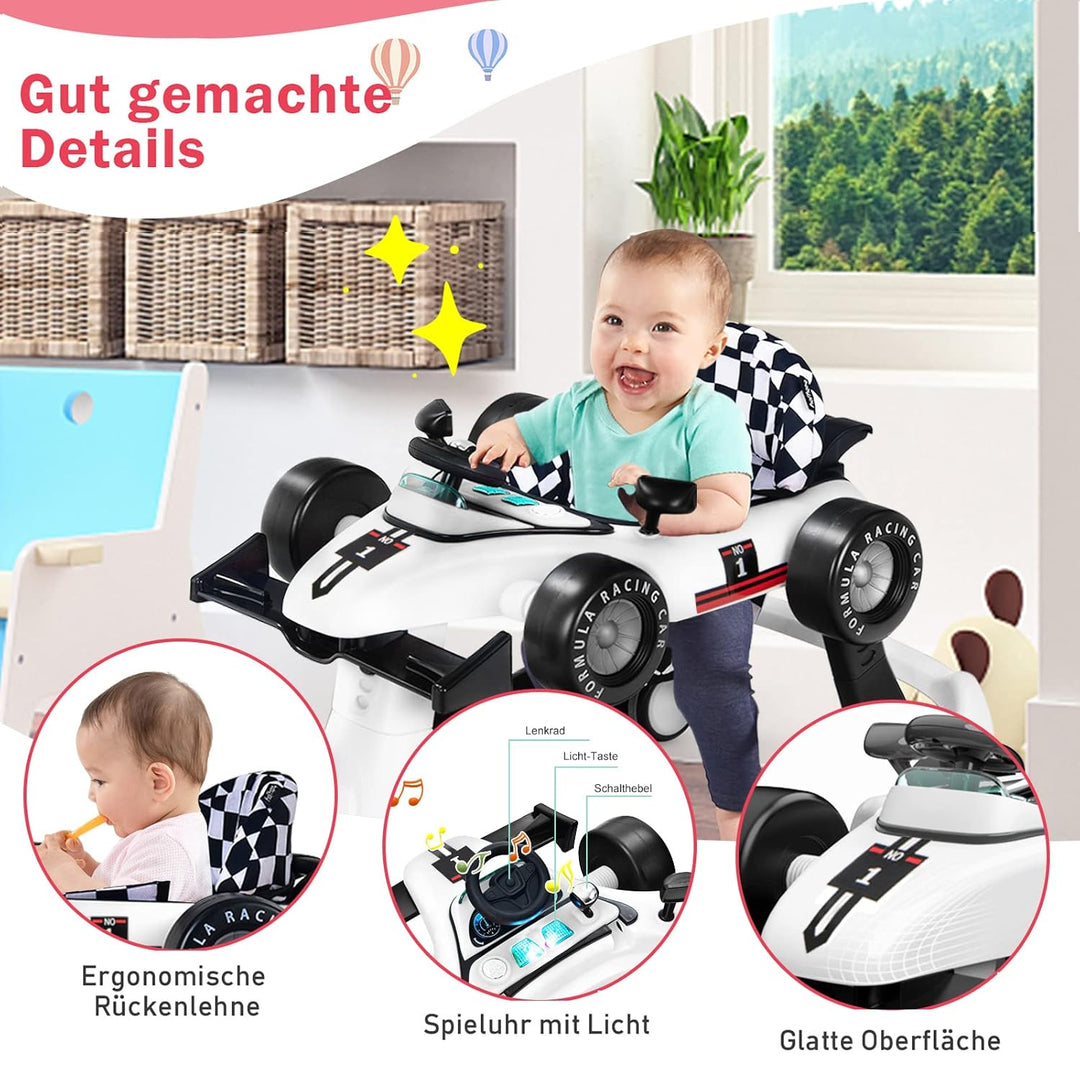 COSTWAY 4 in 1 Lauflernhilfe, Lauflernwagen klappbar mit einstellbarer Höhe & Geschwindigkeit, Baby