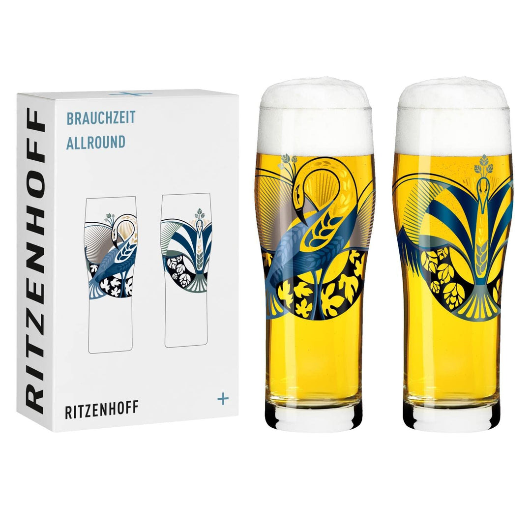 RITZENHOFF 3781004 Trinkglas universal 600 ml - Serie Brauchzeit Nr. 4 – 2 Stk. mit abgestimmtem Mot