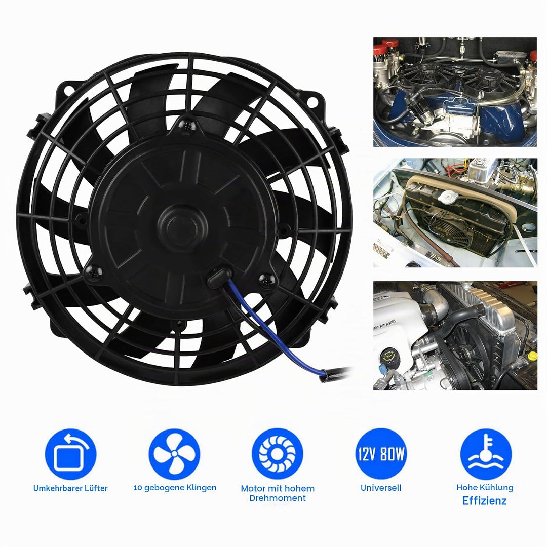 DOCAS 7 Zoll 12V 80W Universal Auto Kühlerlüfter Kühlgebläse, Auto Elektrischer Lüfter Motorlüfter S