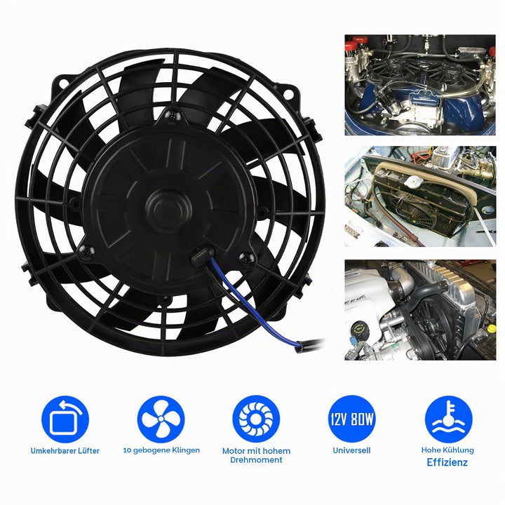 DOCAS 7 Zoll 12V 80W Universal Auto Kühlerlüfter Kühlgebläse, Auto Elektrischer Lüfter Motorlüfter S