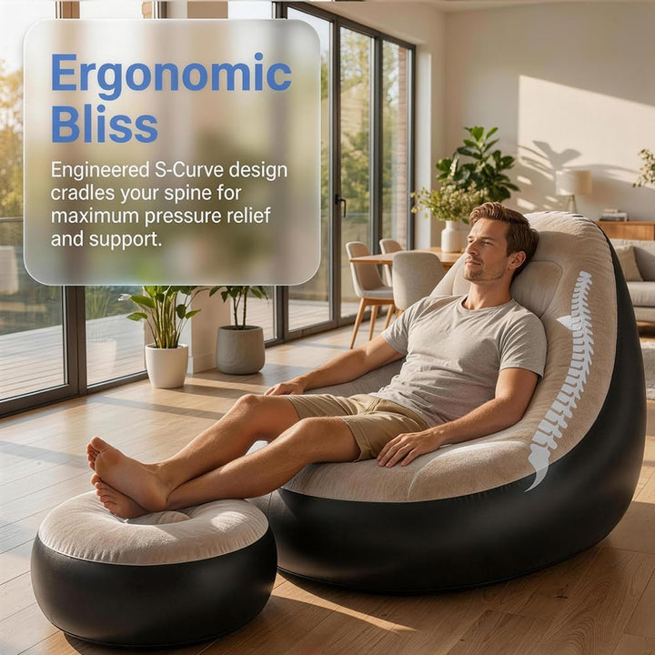 Aufblasbares Sofa mit Fusshocker, Aufblasbarer Sitzsack, Aufblasbares Stuhl Sofa, Luftsofa Aufblasba