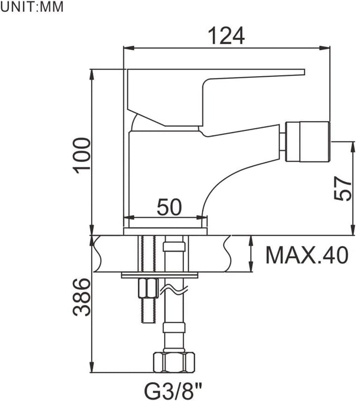 Ibergrif Star, Einhebel Bidetarmatur, Waschtischarmatur mit Auslauf Höhe 57 mm, Chrom, Silber Bidet