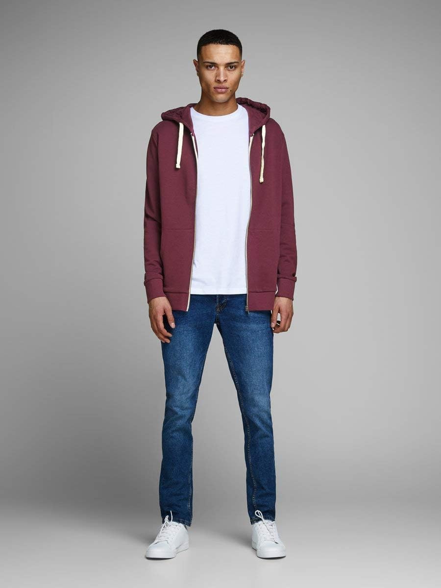 JACK & JONES Herren JJEHOLMEN Sweat Zip Hood S Rot (Port Royale Fit:reg Fit), S Rot (Port Royale Fit
