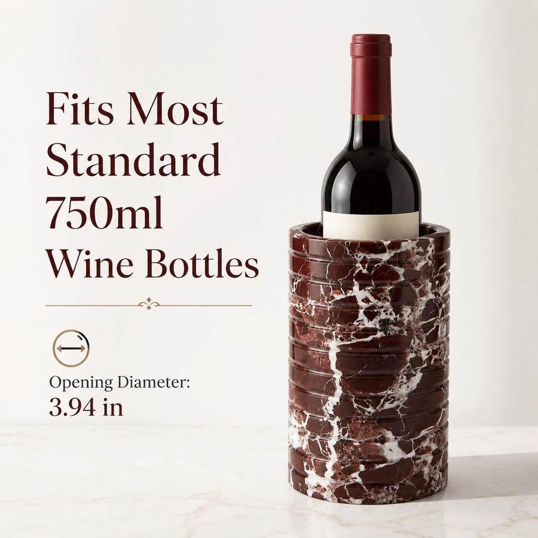Marmor Weinkühler für 750 ml Flaschen, violett-rote Naturstein Deko | Red Stone Weinflaschenkühler,