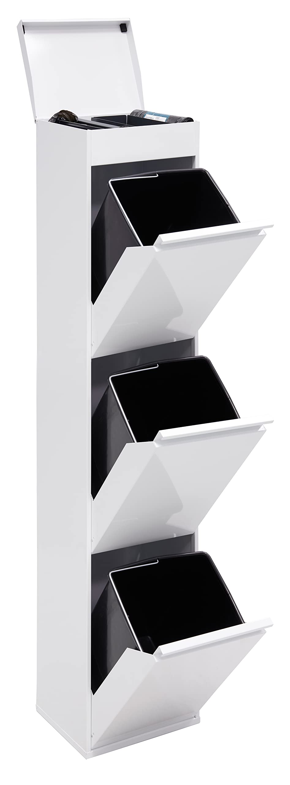 ARREGUI Top CR321-B Mülltrennsystem aus Stahl mit Aufbewahrungsbox mit Deckel | 3 Fächer Mülleimer f