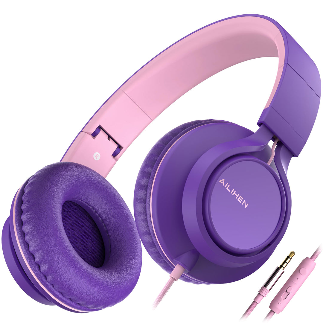 AILIHEN C8 Kopfhörer mit Kabel und Mikrofon, faltbar und verstellbar, On-Ear-Headsets, Lautstärkereg