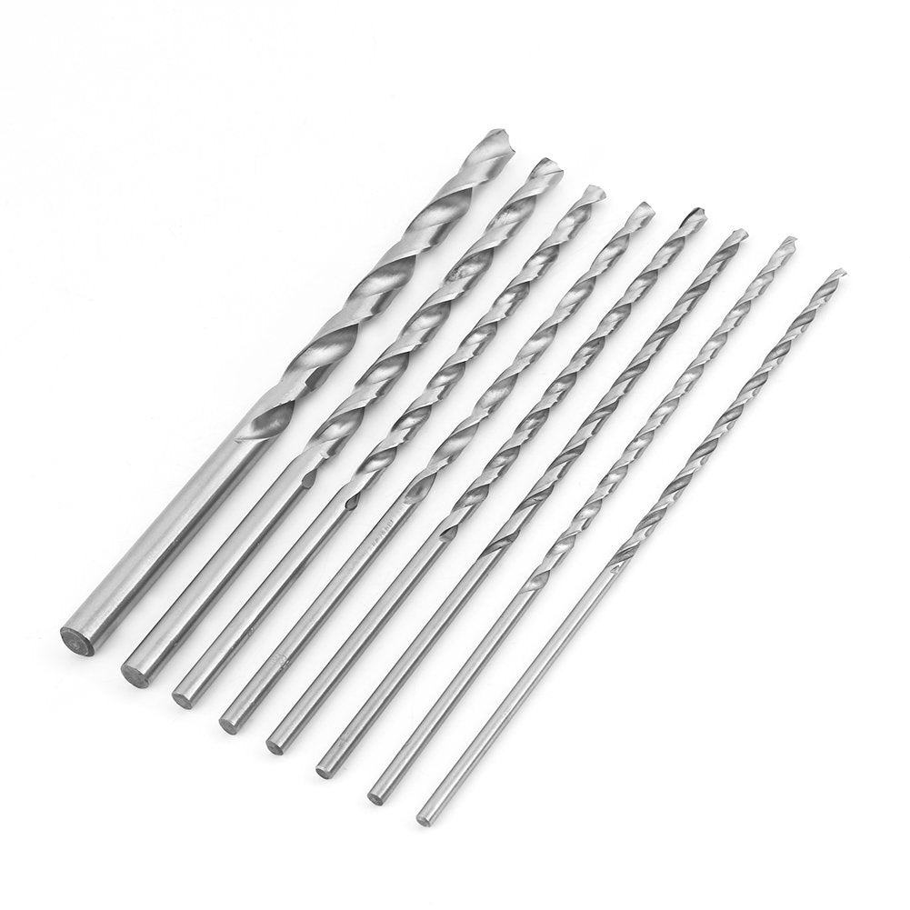 8 Stücke Spiralbohrer HSS Extra Lange 200mm Round Shank für Holz Aluminium Durchmesser 4-10mm
