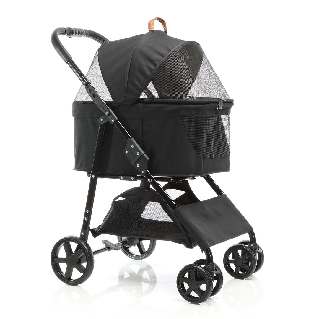 Fudajo 2in1 Hundewagen Faltbarer Hundebuggy in Schwarz Haustierwagen mit Abnehmbarer Transporttasche