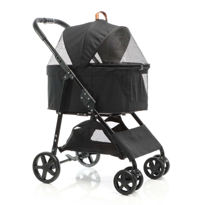 Fudajo 2in1 Hundewagen Faltbarer Hundebuggy in Schwarz Haustierwagen mit Abnehmbarer Transporttasche