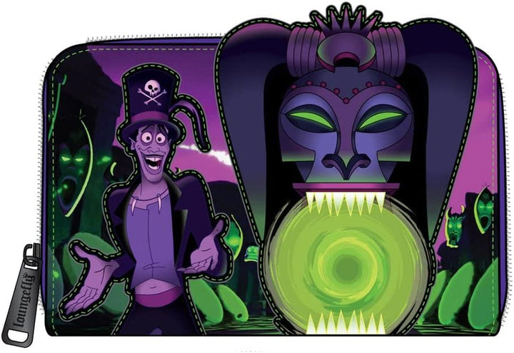 Loungefly Die Prinzessin und der Frosch Dr. Facilier Glow in the Dark Zip Around Wallet, mehrfarbig,