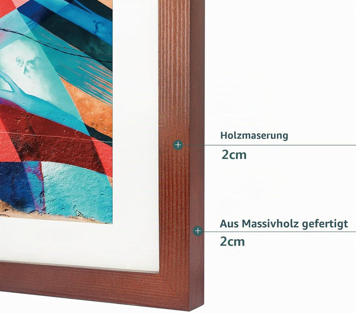 HOHIYOHolz Bilderrahmen 50x70 cm，Posterrahmen Puzzlerahmen 50x70 cm aus Eiche mit Papier-Passepartou