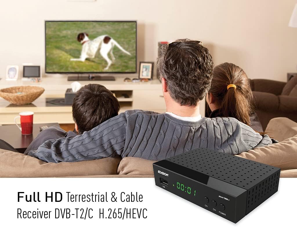Edision Picco T265+ Terrestrischer DVB-T2 und Kabel DVB-C Receiver, H265 HEVC, FTA Full HD PVR, USB,