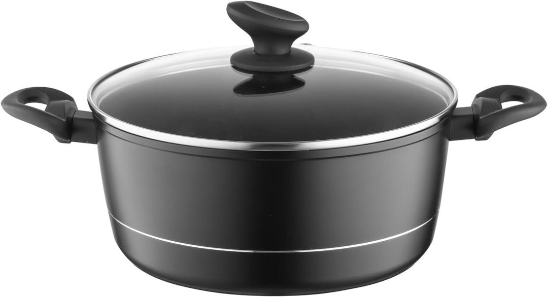 FLORINA Aluminium Topf (6,5 l) 28 cm I Kochtopf DELUX mit Glasdeckel I Messbecher & Antikratz-Beschi