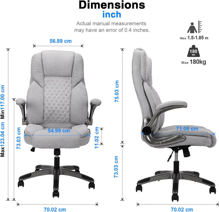 Bosmiller Bürostuhl Ergonomischer Chefsessel Bürostuhl 200 kg, Verstellbarer Rückenlehne, Hochklappb
