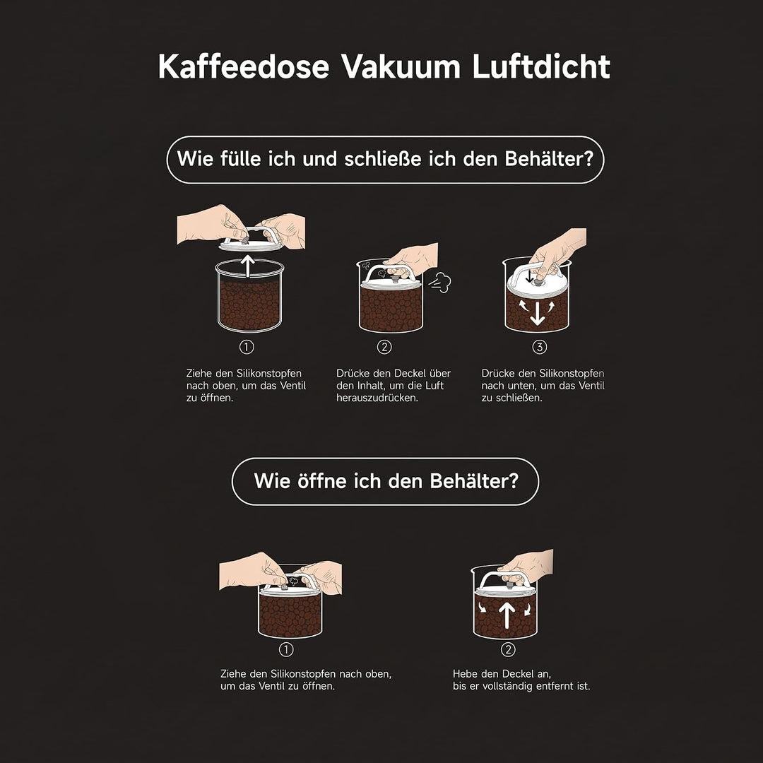 HAUSPROFI Kaffeedose Luftdicht für 500g Kaffeebohnen, Kaffeebohnen Behälter mit Kaffeeportionierlöff