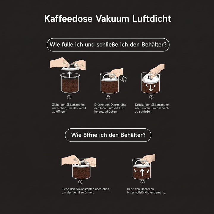 HAUSPROFI Kaffeedose Luftdicht für 500g Kaffeebohnen, Kaffeebohnen Behälter mit Kaffeeportionierlöff
