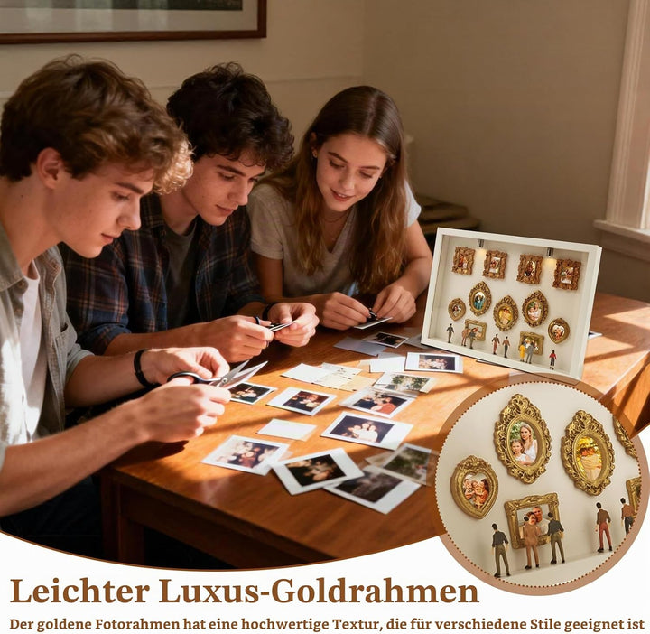 DIY Mini Museum Silhouette Box mit Vintage Mini Bilderrahmen Gold &amp; Figuren,Figuren Menschen Museum