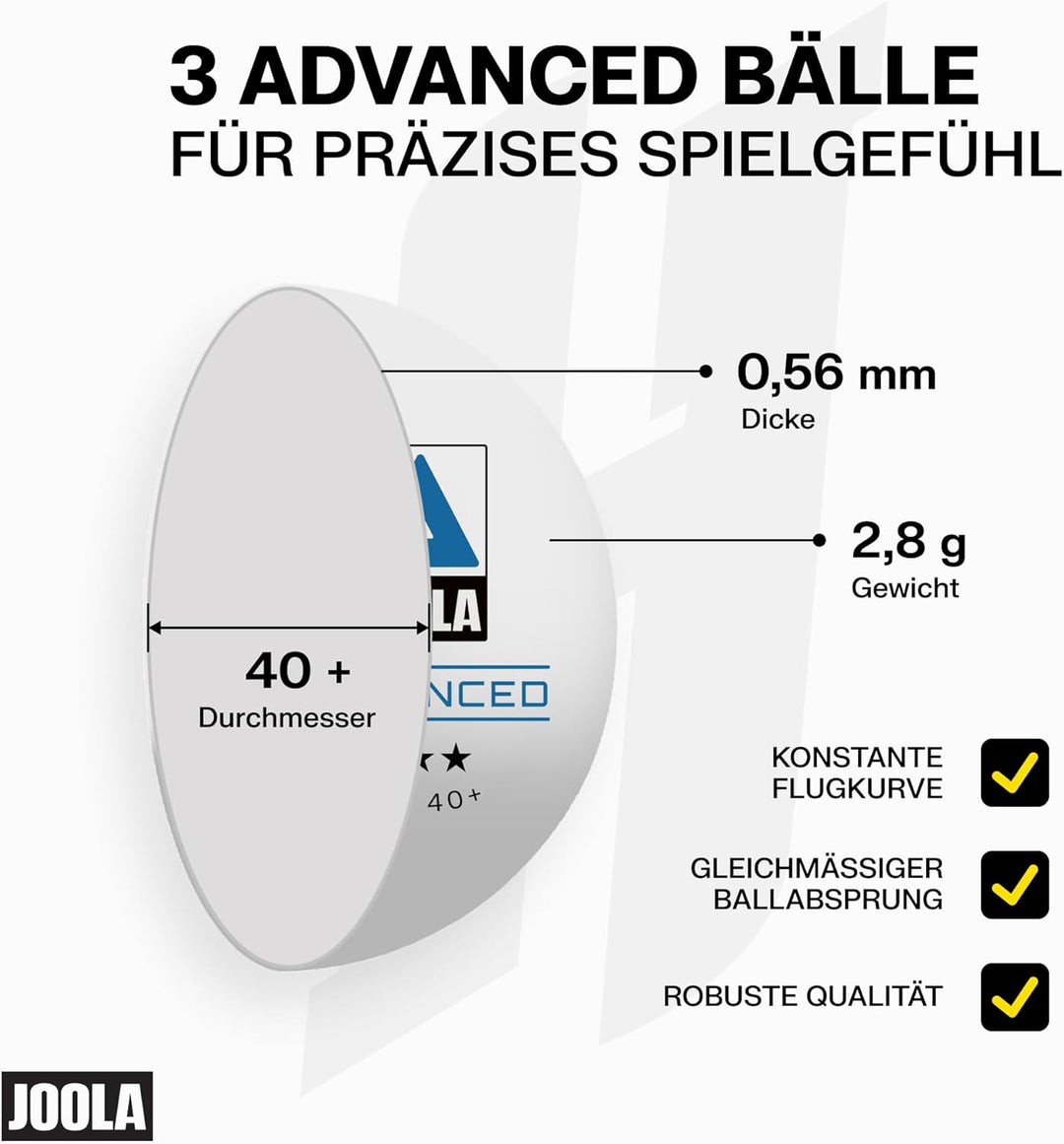 JOOLA Hugo Calderano Edge Tischtennis Set - 2 Tischtennisschläger + 3 Tischtennisbälle + Tischtennis