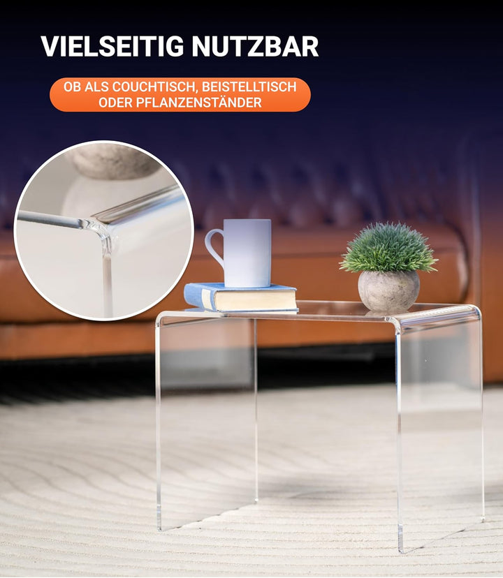 EH Design Acryl-Beistelltisch in verschiedenen Grössen PLEXIGLAS® Mini Nachttisch (Transparent, 3er