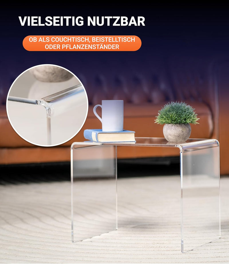 EH Design Acrylglas Beistelltisch I Couchtisch PLEXIGLAS® Mini Nachttisch Mini Tisch (40cm (Breite)