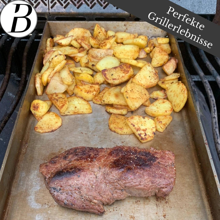 BABOSSA Grill Plancha aus V2A Edelstahl 30 x 45 cm – Erstklassige Verarbeitung & perfekte Hitzeverte