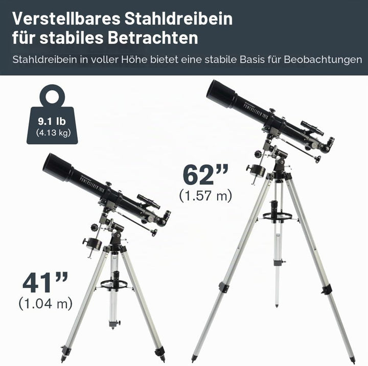 Celestron 21037 PowerSeeker 70EQ Refraktor – Schwarz, 70EQ Refraktor