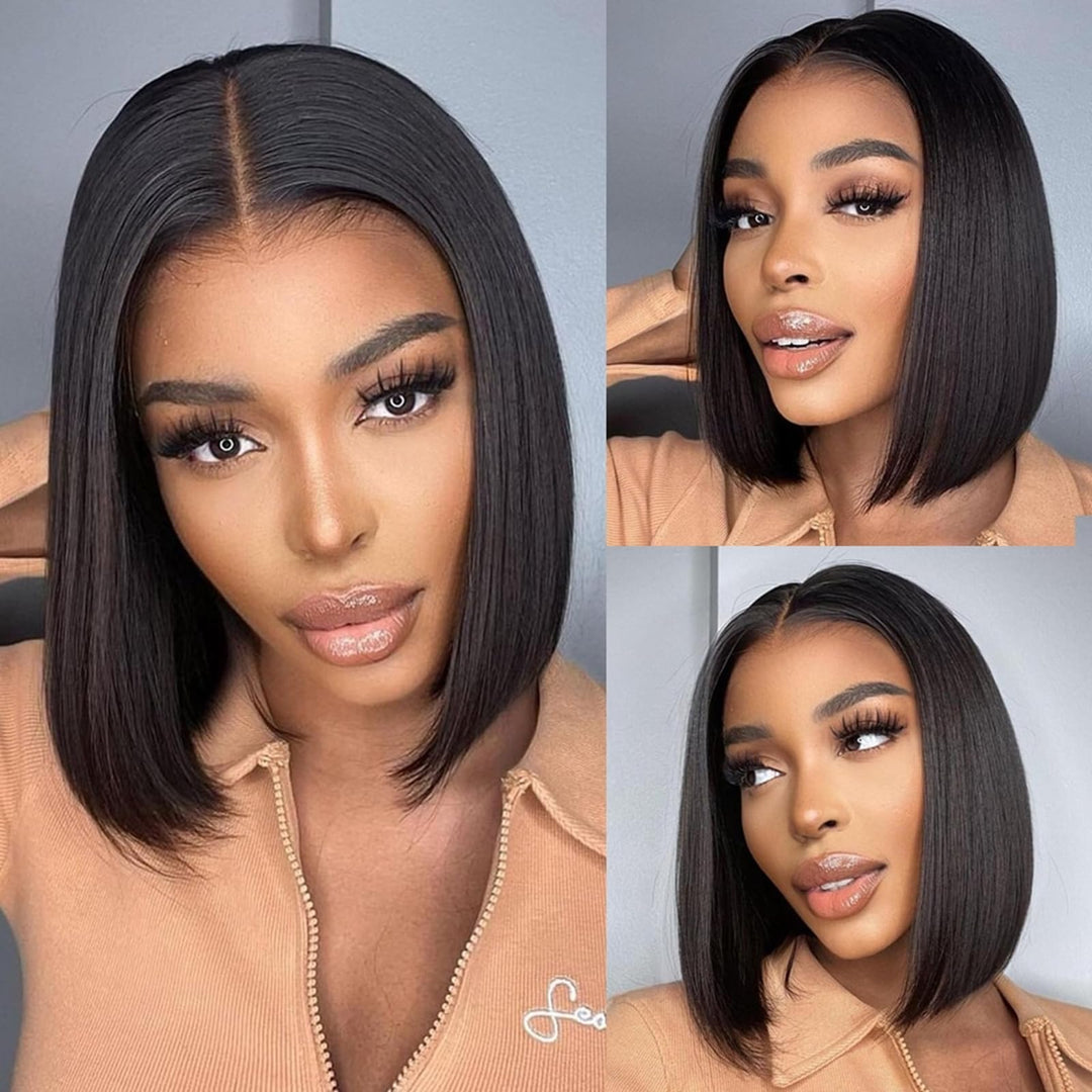 10 Zoll Bob Wig Perücke Echthaar 150% Density 13x4 Lace Front Short Wigs Pre Plucked with Baby Hair