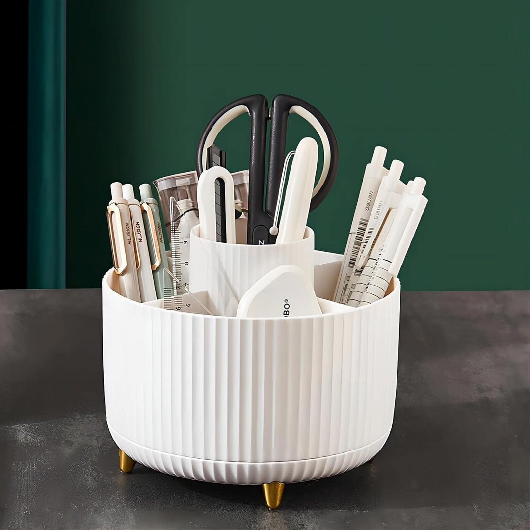 DASITON Make up Kosmetik Organizer mit 5 Fächern,360° Drehbarer Pinsel Organizer,Grosser Kapazität S