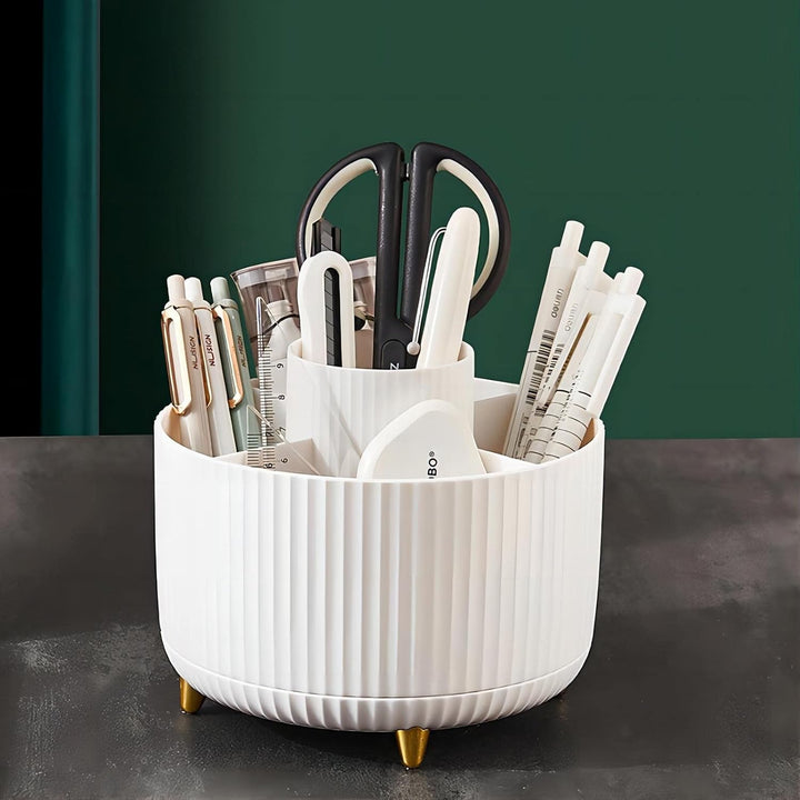 DASITON Make up Kosmetik Organizer mit 5 Fächern,360° Drehbarer Pinsel Organizer,Grosser Kapazität S