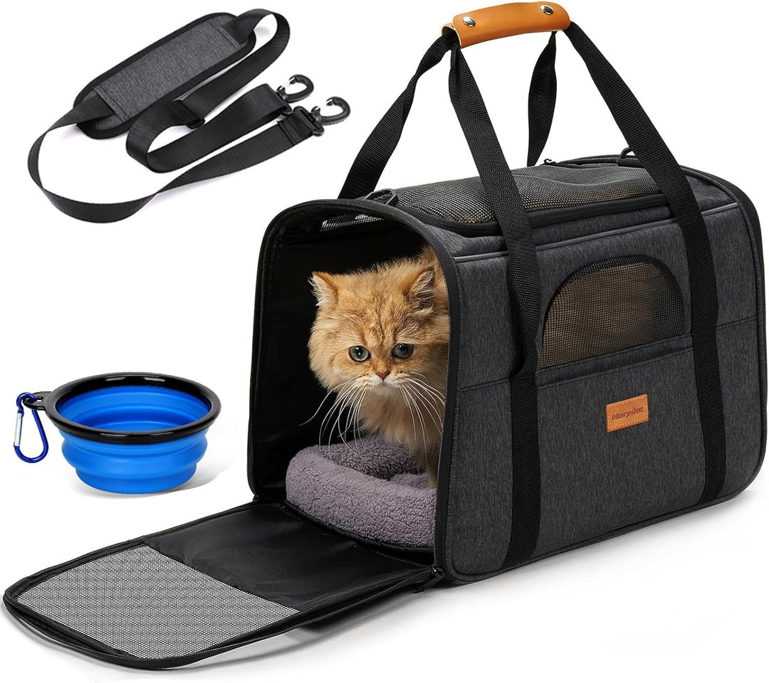 Morpilot Katzentransportbox für grosse Katzen und Welpen bis 7kg, Katzenbox Hundetasche mit Sicherhe