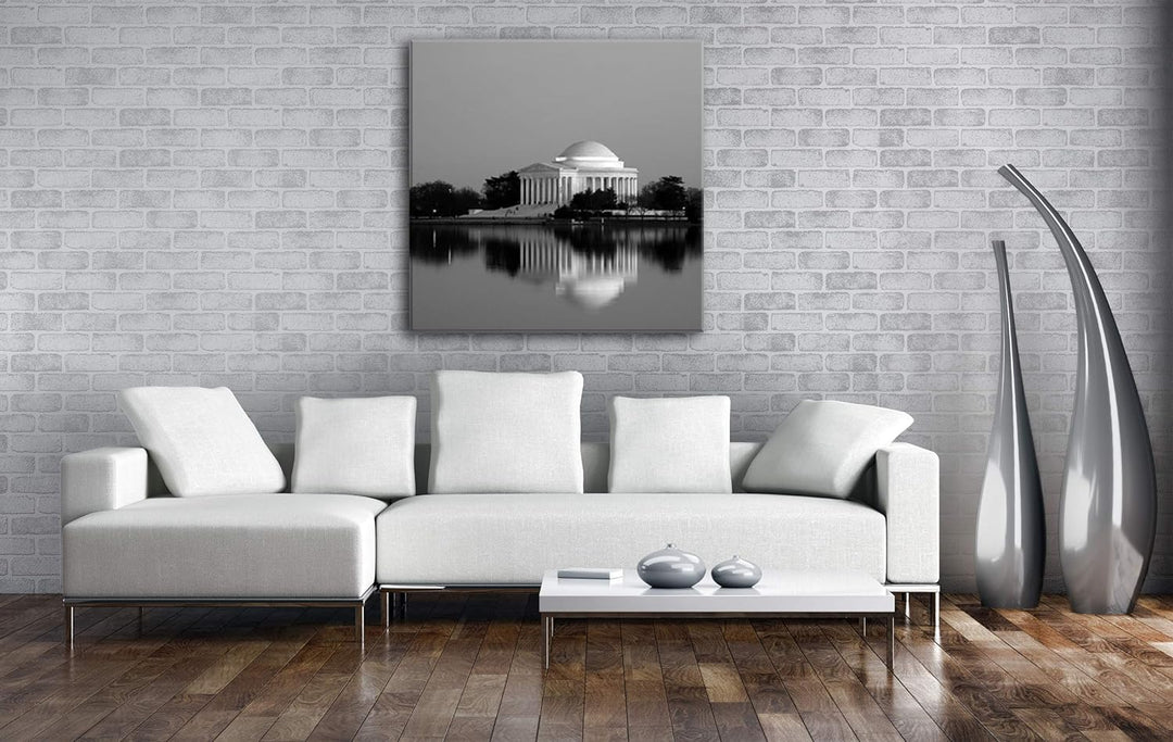 Jefferson Memorial in Washington DC Format: 70x70 Effekt: Schwarz&Weiss als Leinwandbild, Motiv auf
