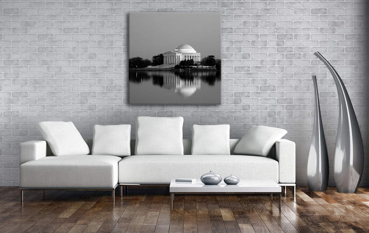 Jefferson Memorial in Washington DC Format: 70x70 Effekt: Schwarz&Weiss als Leinwandbild, Motiv auf