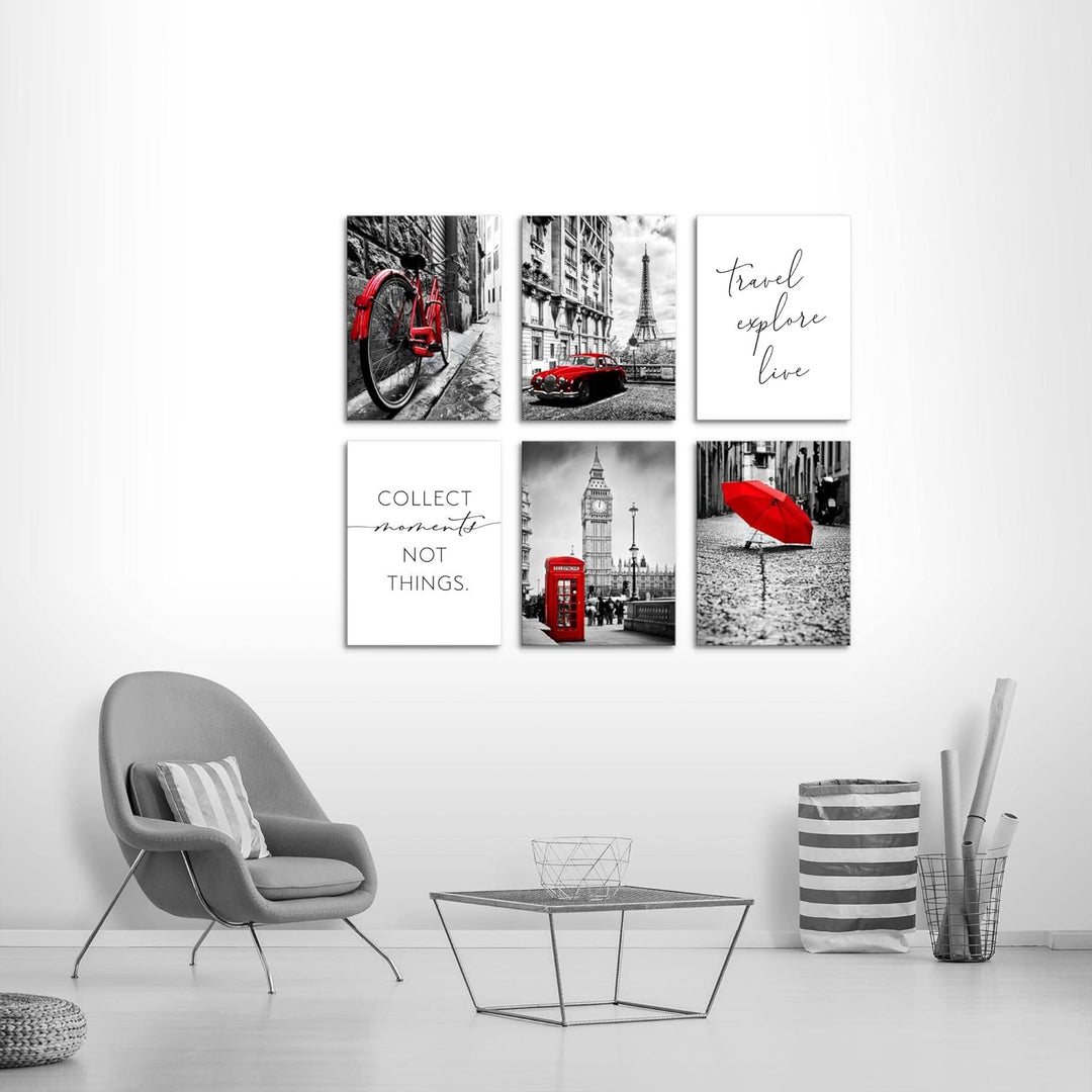 Novart Set Wandbilder - KEIN EXTRA RAHMEN BENÖTIGT - Wohnzimmer Schlafzimmer - Bilder Modern London