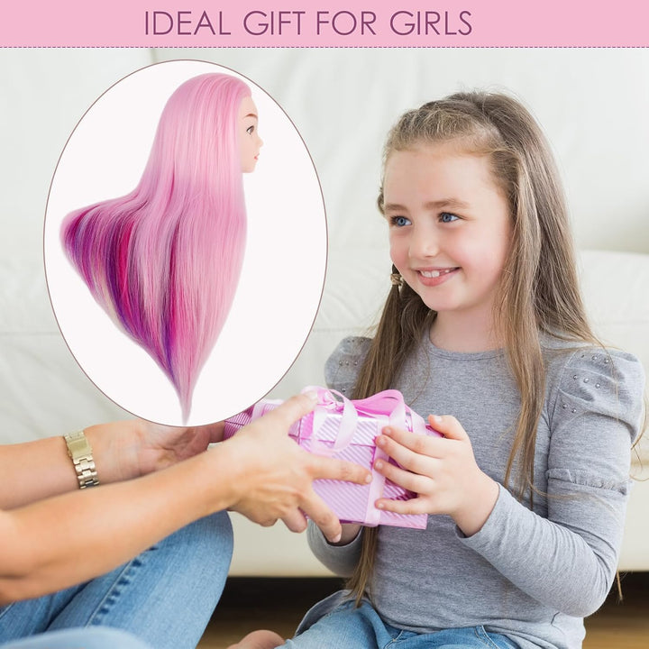 DaizySight Frisierkopf übungskopf Friseur 100% Synthetische Faser, Puppenkopf zum Frisieren Kinder,