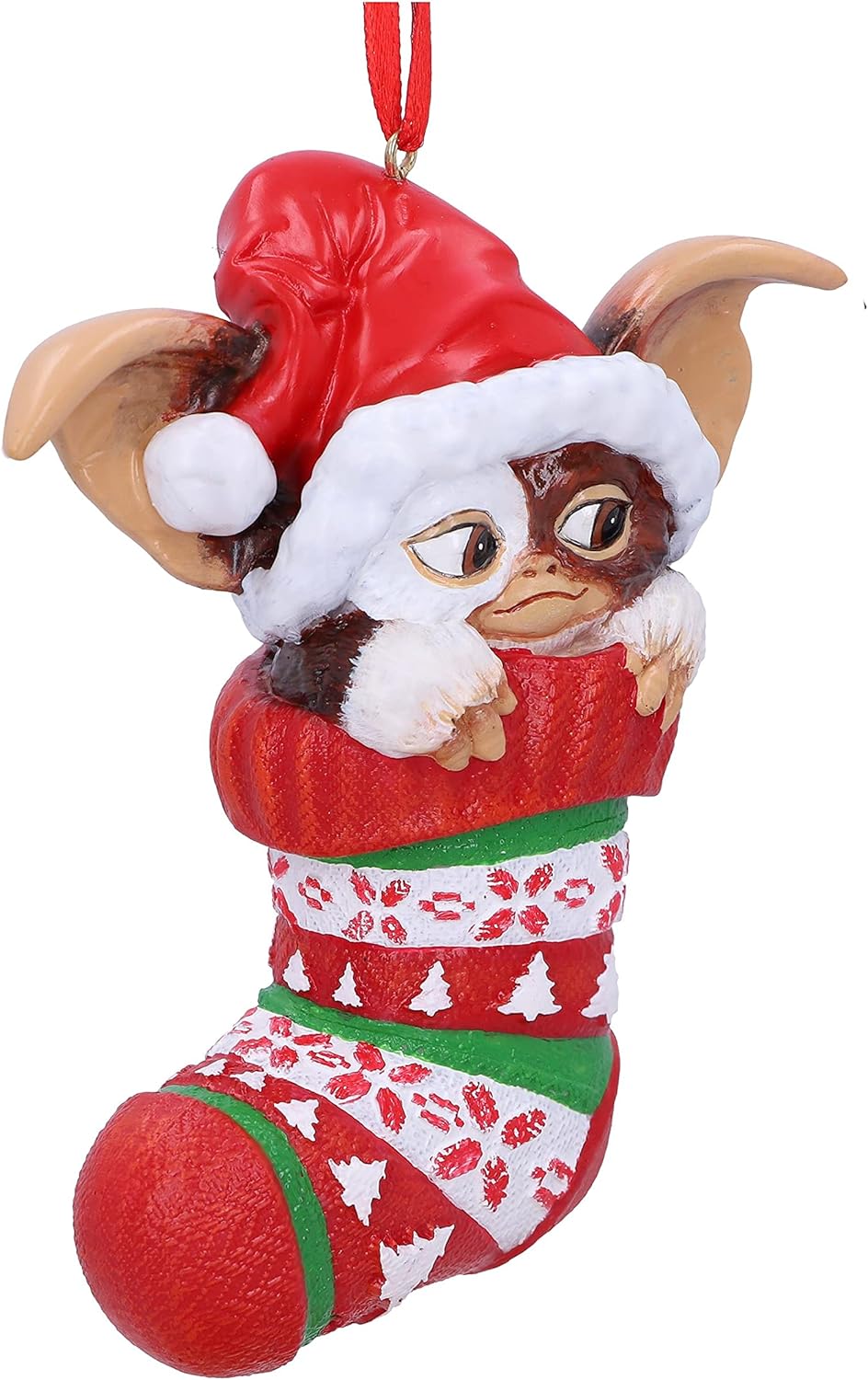 Nemesis Now Gremlins Gizmo im Strumpf zum Aufhängen, festlich, dekorativ, Weihnachten , rot, 12 cm,