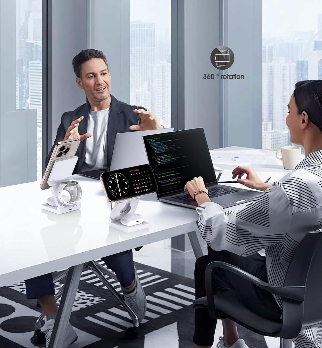 3 in 1 Induktive Ladestation Kompatibel mit Mag-Safe Ladegerät,Faltbare Wireless Charger Ladestation