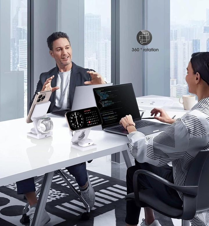 3 in 1 Induktive Ladestation Kompatibel mit Mag-Safe Ladegerät,Faltbare Wireless Charger Ladestation