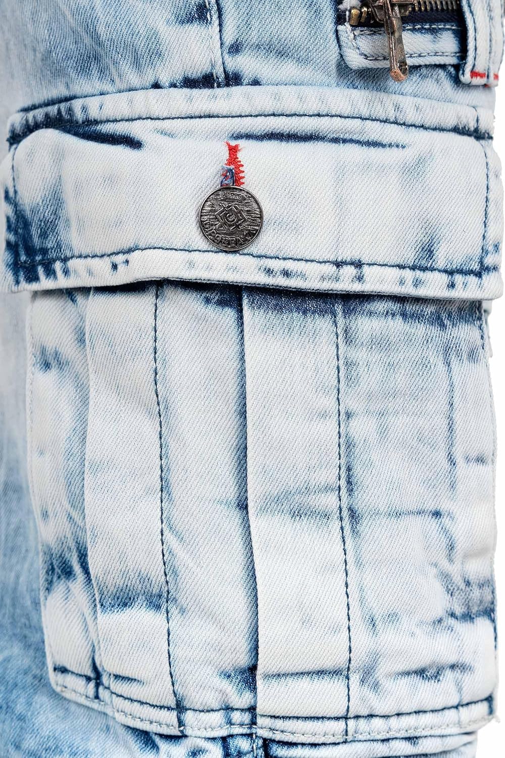 Cipo & Baxx Herren Jeans im Bikerstyle – Regular Fit oder Slim Fit | Stone Washed Denim mit Ziernäht