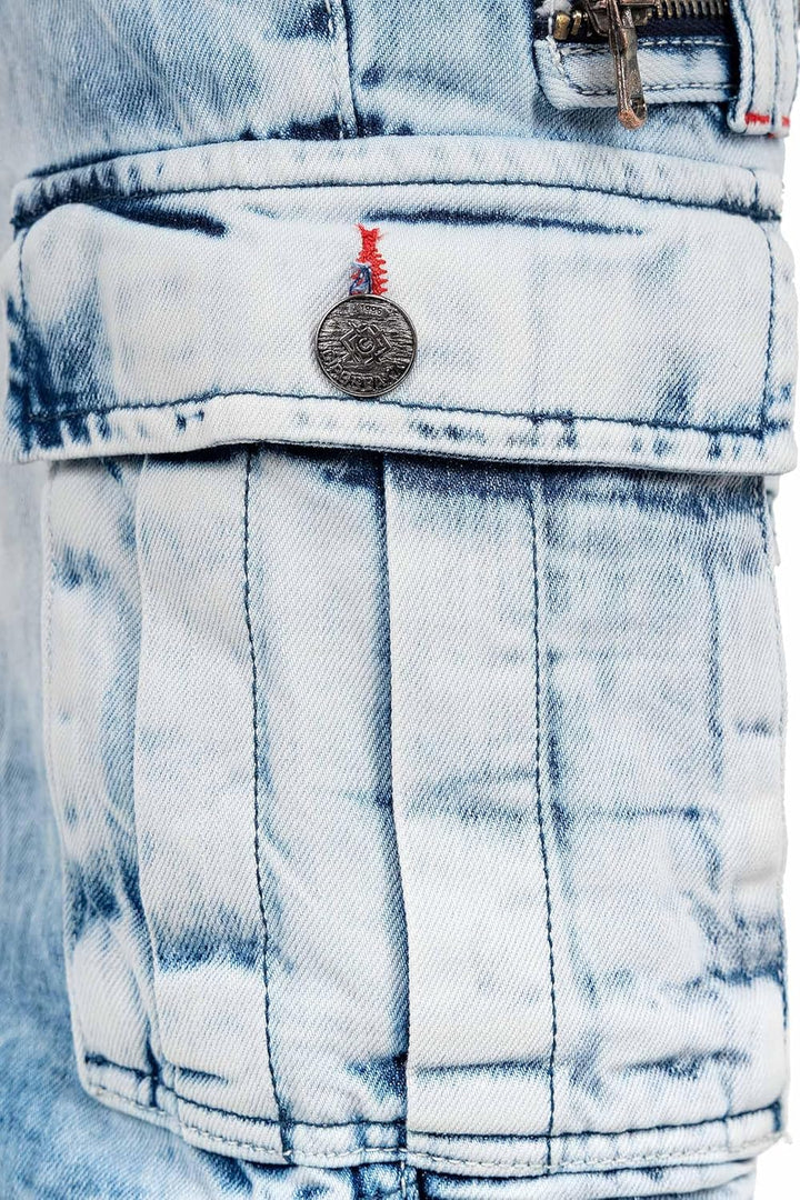 Cipo & Baxx Herren Jeans im Bikerstyle – Regular Fit oder Slim Fit | Stone Washed Denim mit Ziernäht