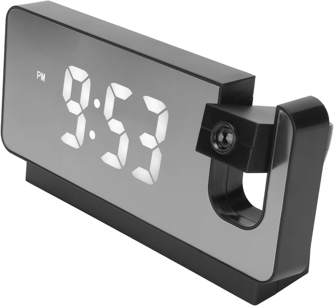 LED Projektionswecker für Schlafzimmer, Digitaluhr mit 180° Drehbarem Projektor, Anzeige von Uhrzeit