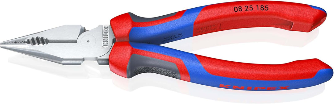 KNIPEX 08 25 185 Spitz-Kombizange mit Mehrkomponenten-Hüllen verchromt 185 mm