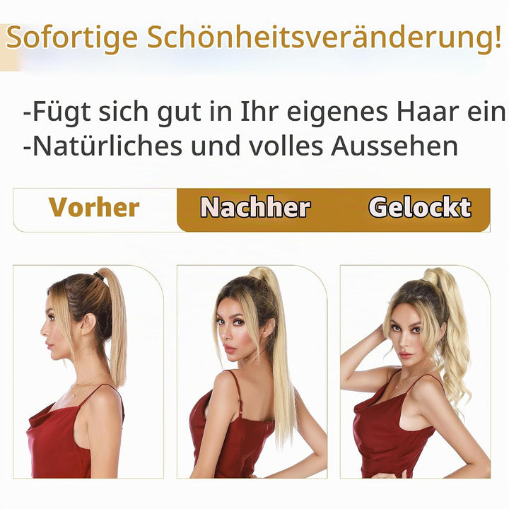 SEGO Pferdeschwanz Echthaar remy human Haarteil Zopf extensions Ponytail Haarverlängerung clip in Po