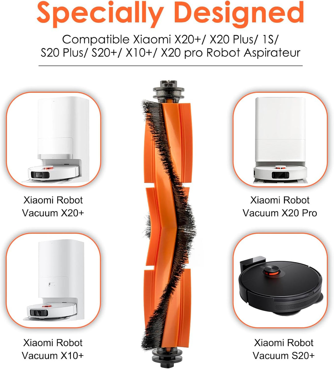 (2 Stück) X20+ Ersatz rollenbürsten kompatibel mit Xiaomi X20+/ X20 Plus/ 1S/ S20 plus/ S20+/ X10+/