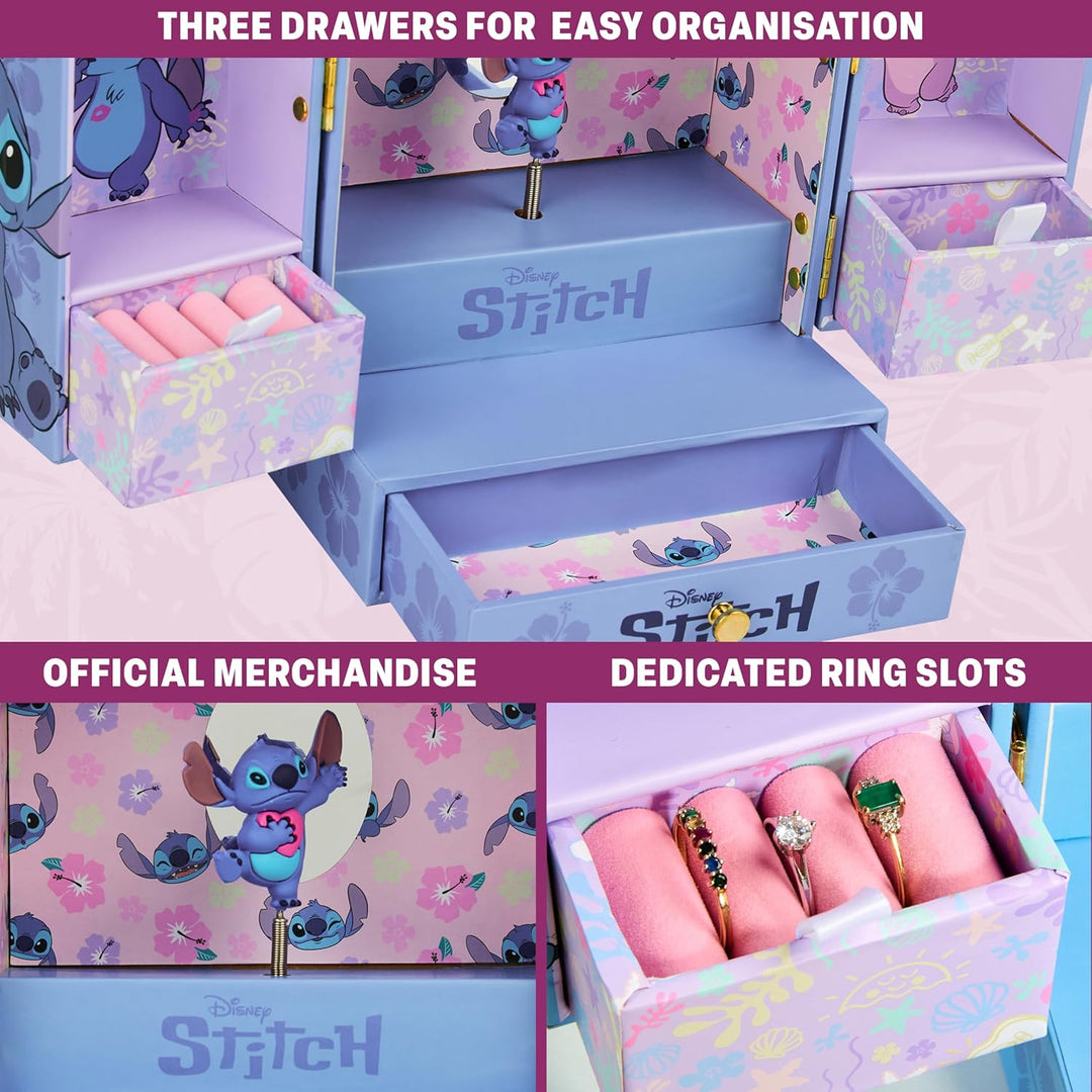 Get Trend Disney Stitch Schmuckkästchen Mädchen Musikbox für Ringe Ohrringe Halskette Geschenke für