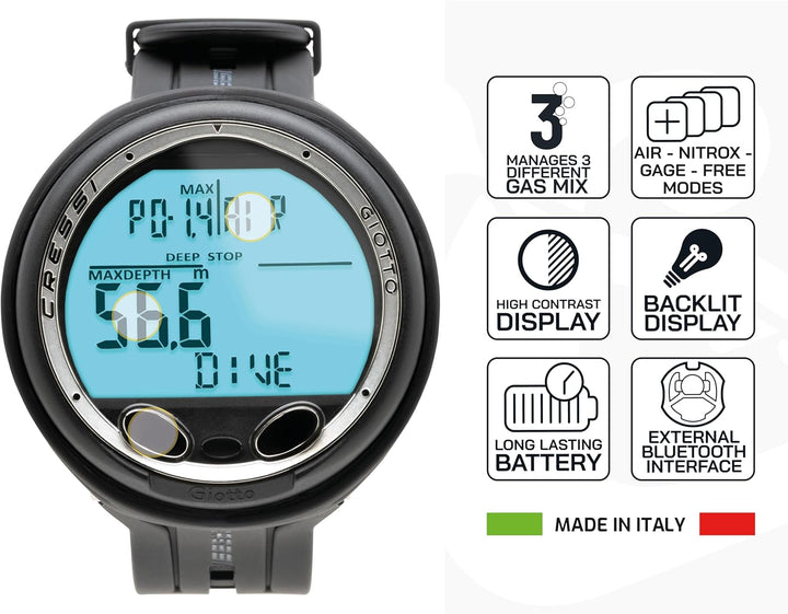 Cressi Giotto Diving Computer Premium Tauchcomputer One Size Schwarz/Rosa Single, One Size Schwarz/R