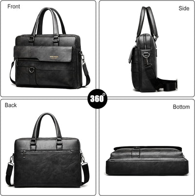 FANDARE Herren Laptop Handtasche Business Aktentasche PU Leder Arbeitstasche Umhängetasche Henkeltas