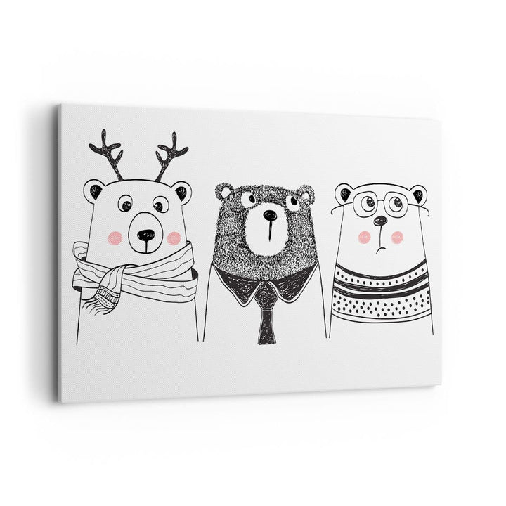 Bilder auf Leinwand 100x70cm Leinwandbild mit Rahmen Spass süss Teddybär Gross Wanddeko Bild Schlafz