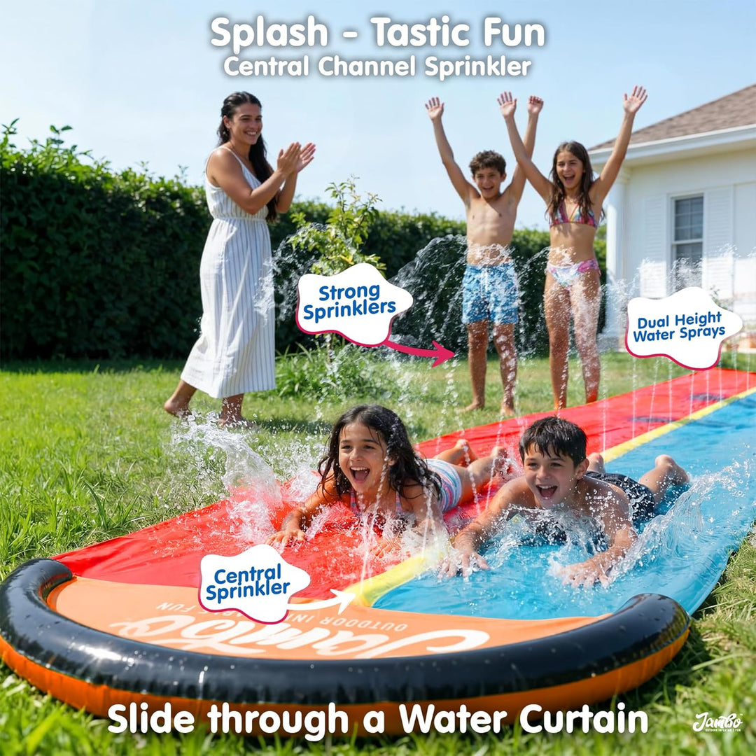 Jambo Rasen-Wasserrutsche mit Sprinkler 549 cm/ 18 ft, Wasserrutsche Garten für Kinder, Aufblasbare